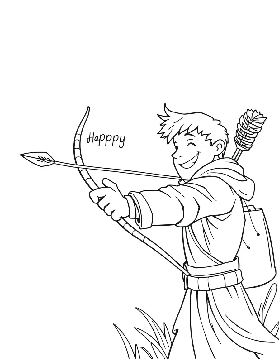 An archer shooting an arrow that carries a happy message.