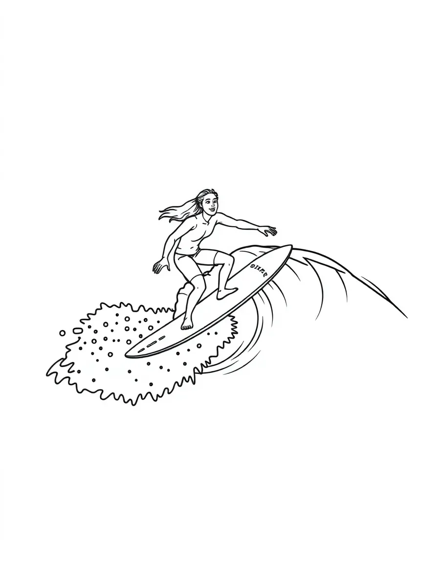 A surfer riding a wave shaped like a smile.