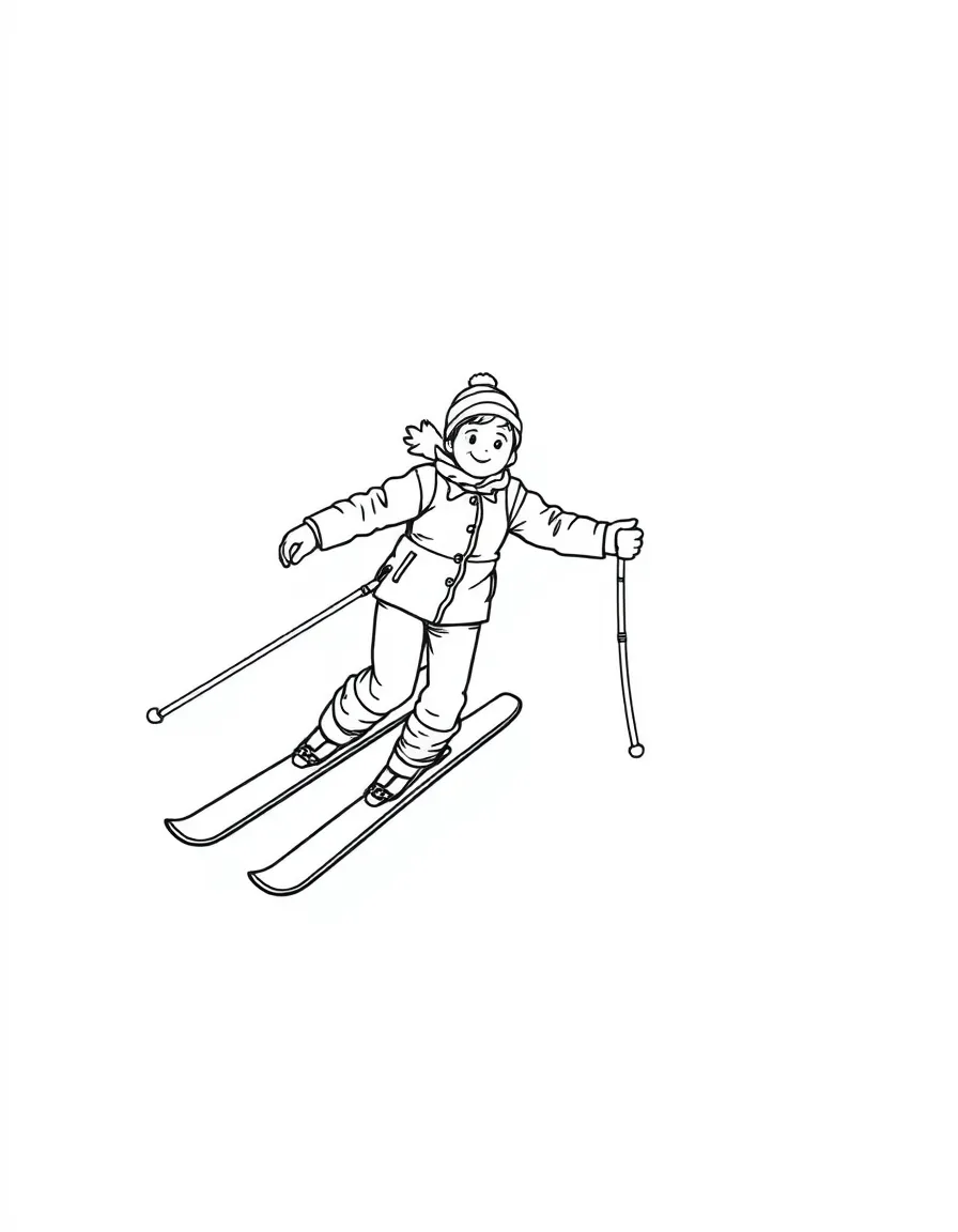 A cross-country skier making snow angels.