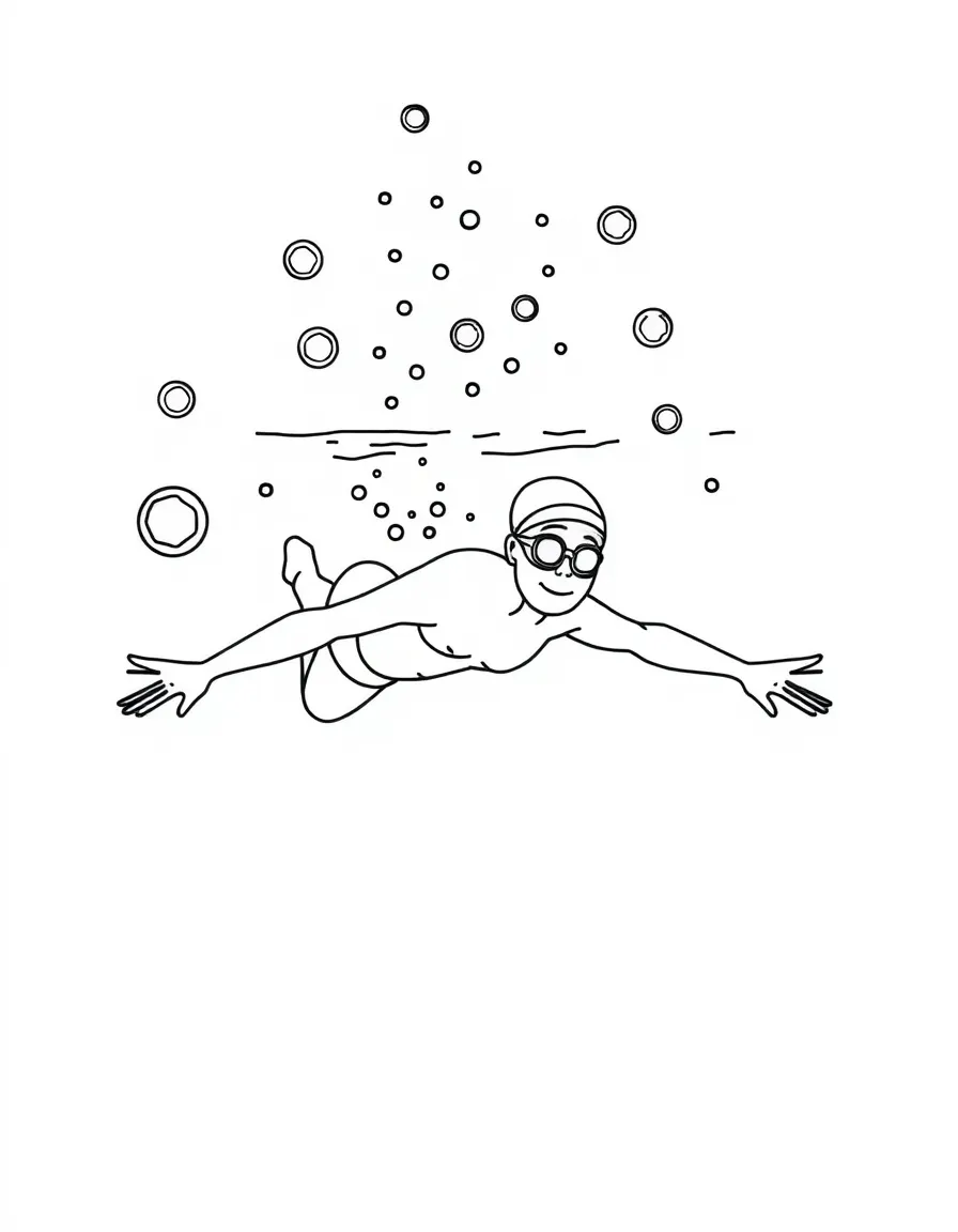A synchronized swimmer making bubble patterns.