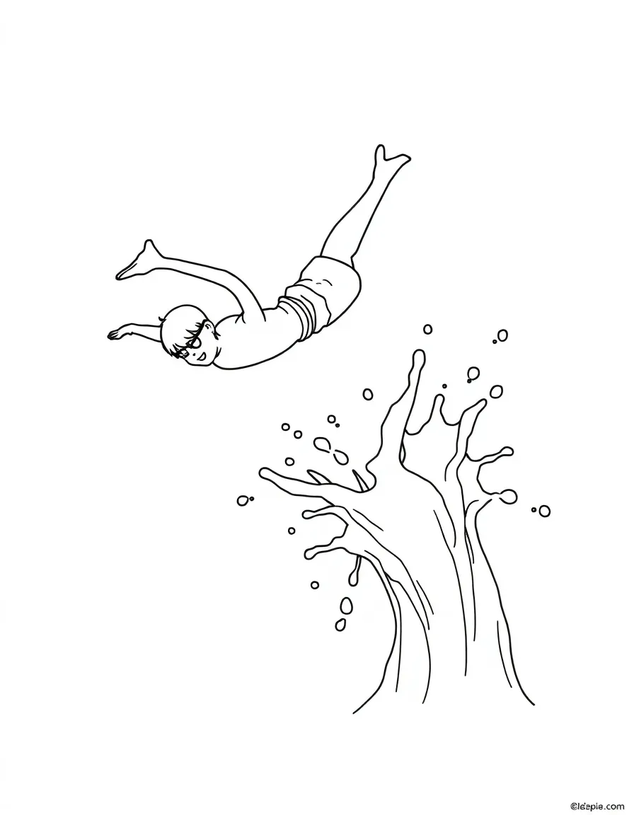 A diver doing a cannonball that makes a huge, happy splash.