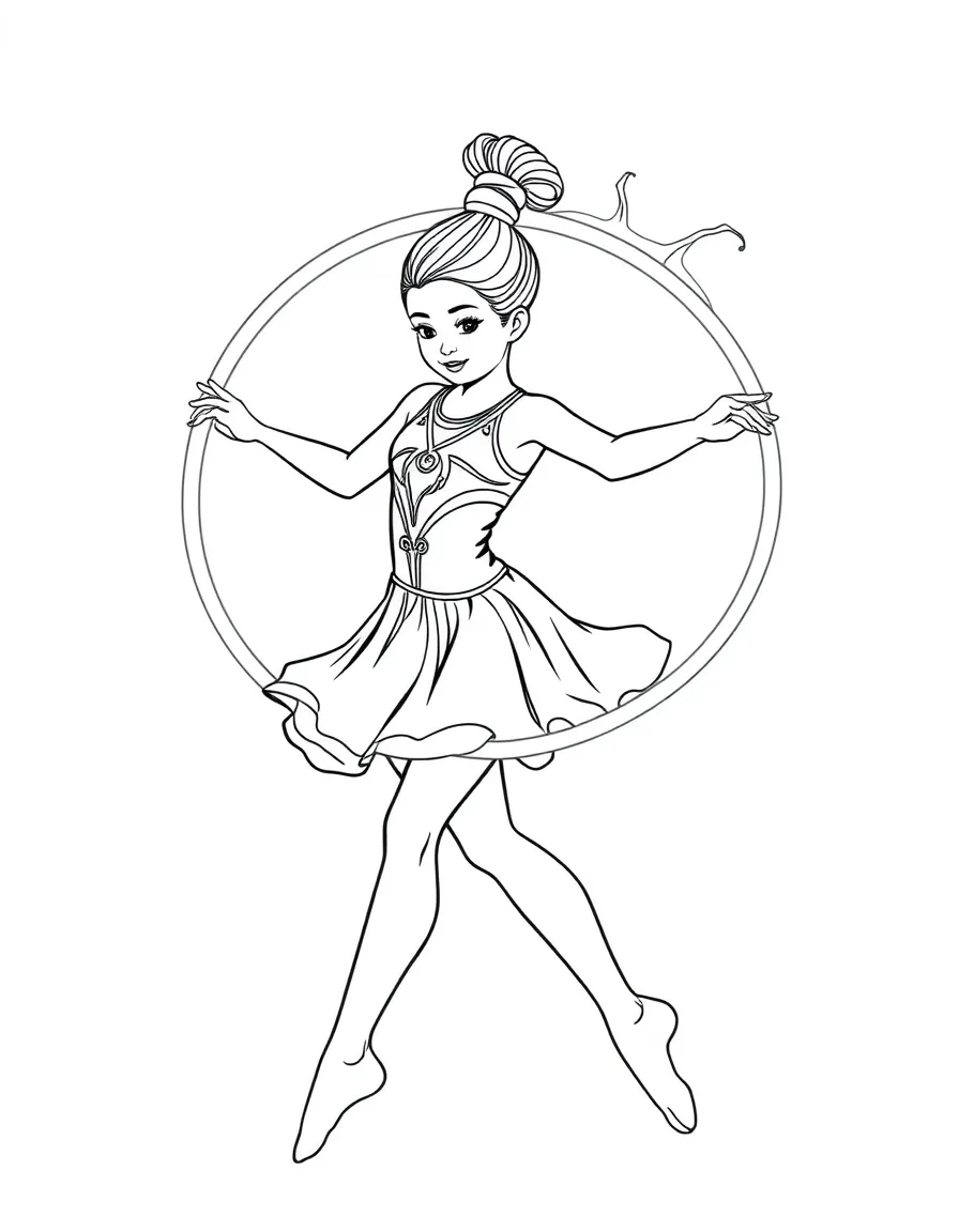 A rhythmic gymnast playing with a hula hoop that lights up.