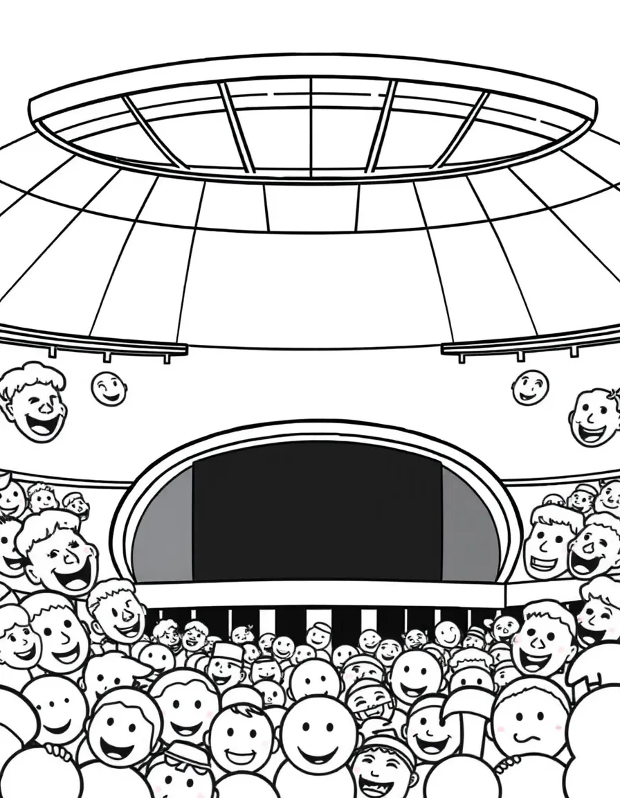 A stadium filled with laughing faces.