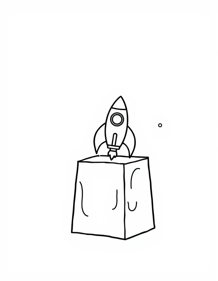 A starting block with a tiny rocket.