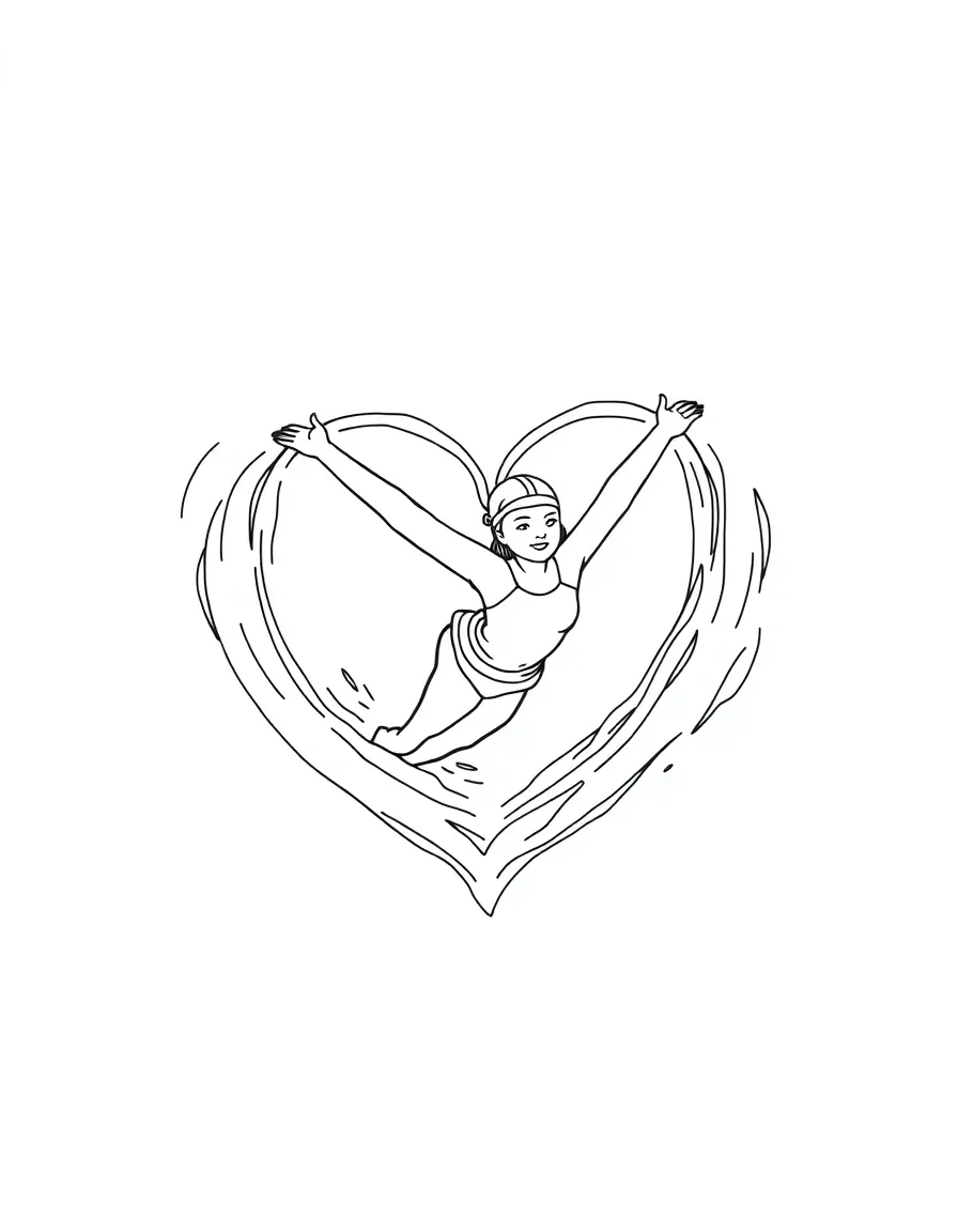A synchronized swimmer creating a giant heart shape in the water.