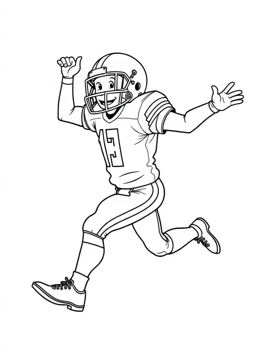 A football player making a funny touchdown dance.