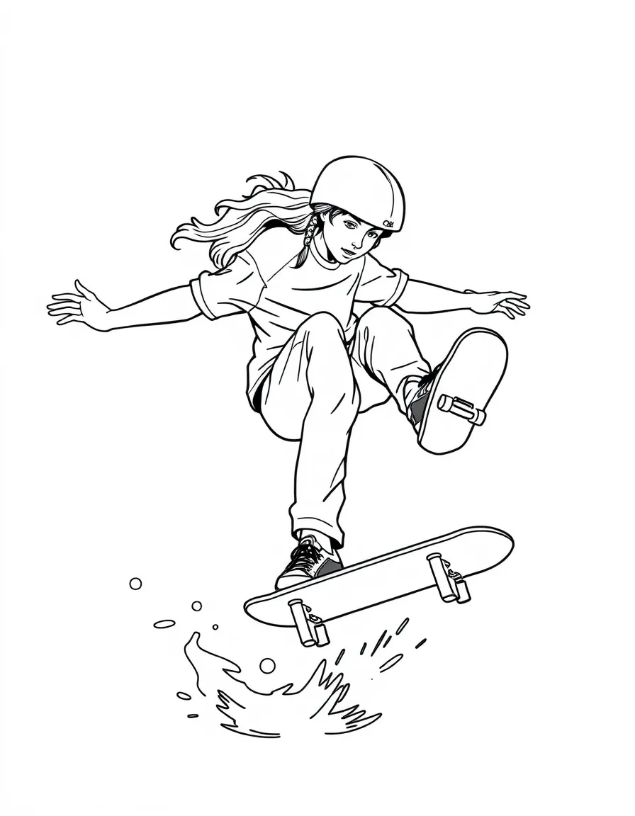 A skateboarder doing a trick that makes them spin like a top.