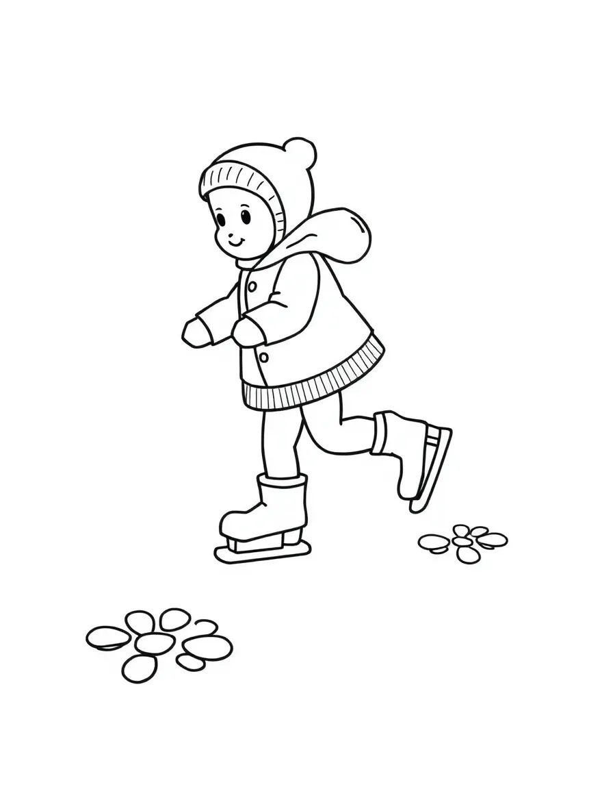 An ice skater leaving frosty paw prints on the ice.