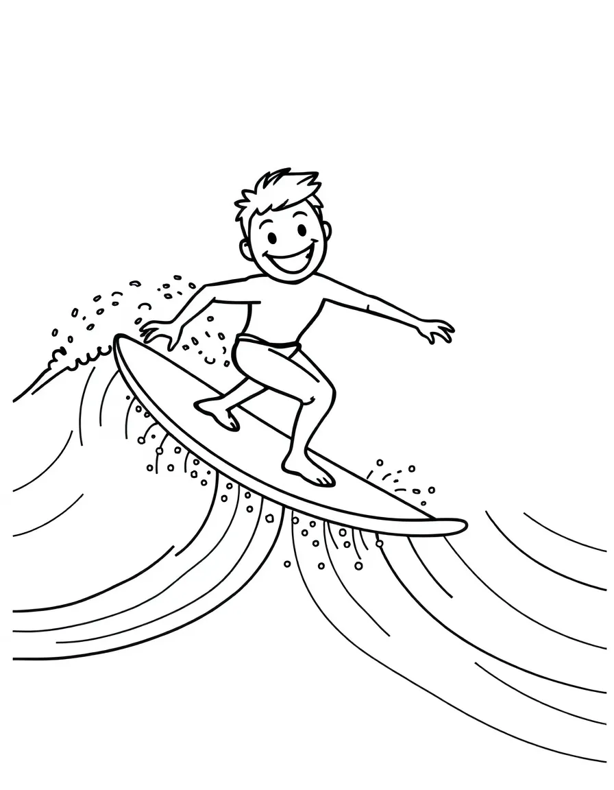 A surfer riding a wave with a happy face on it.