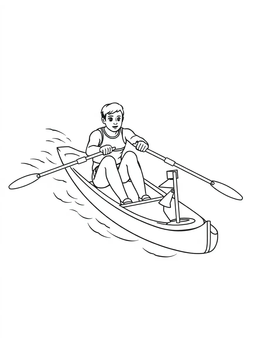 A rower racing against a tiny toy boat.