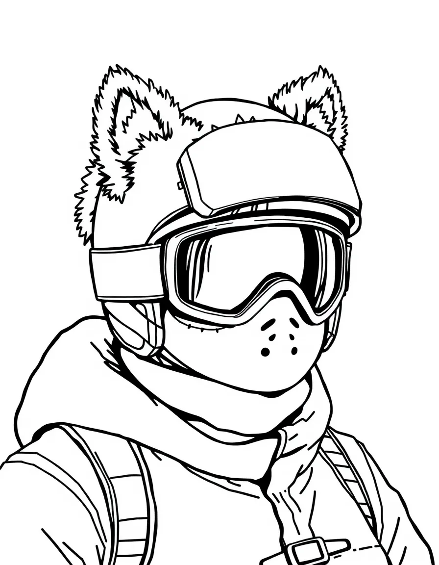 A snowboarder wearing a helmet with fluffy animal ears.