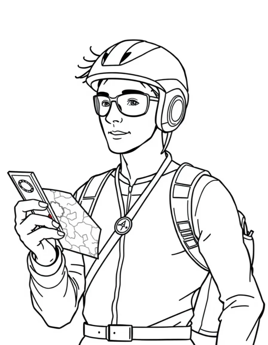 A modern pentathlete holding a tiny map and compass.