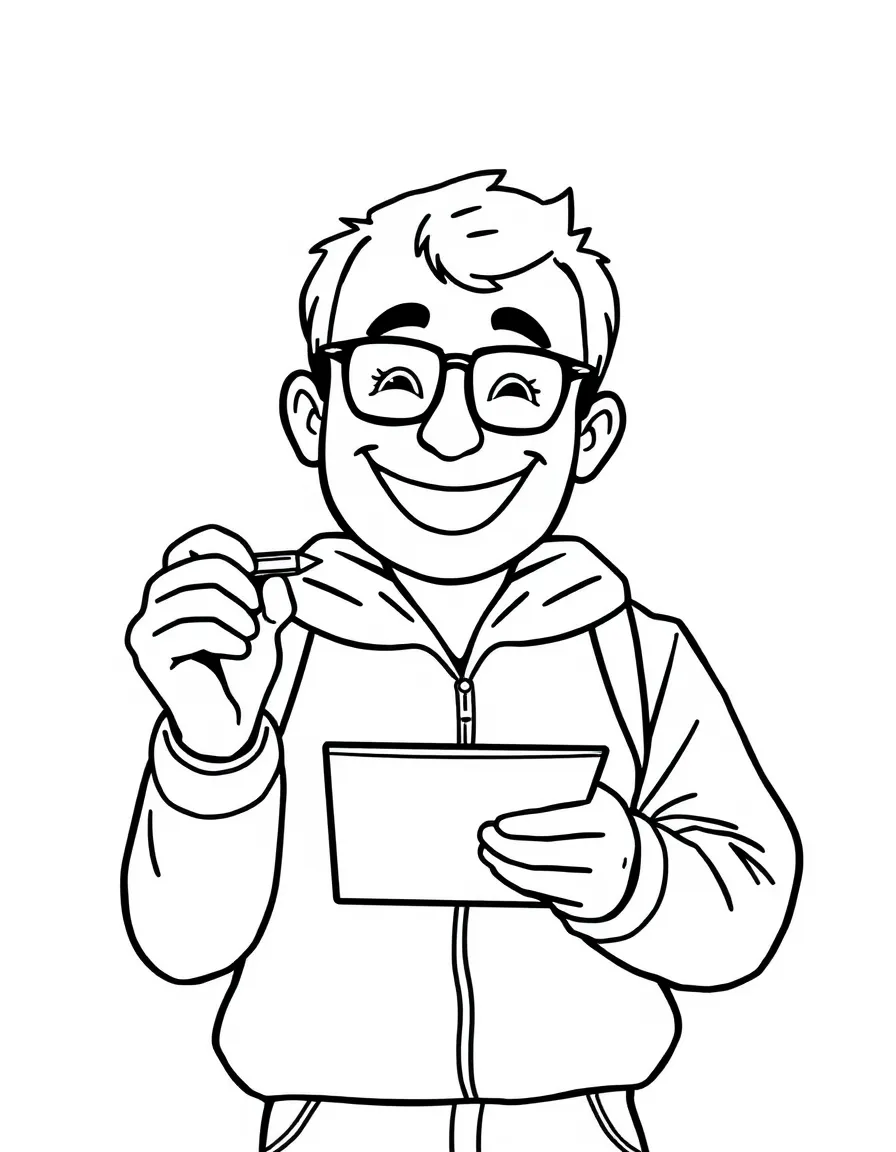 A coach drawing a happy face on their clipboard.