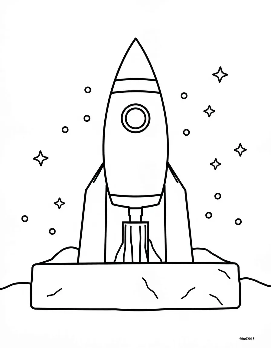A starting block that looks like a tiny rocket launchpad.