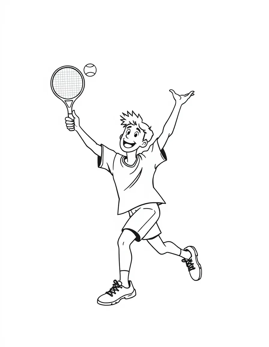 A tennis player doing a happy volley.