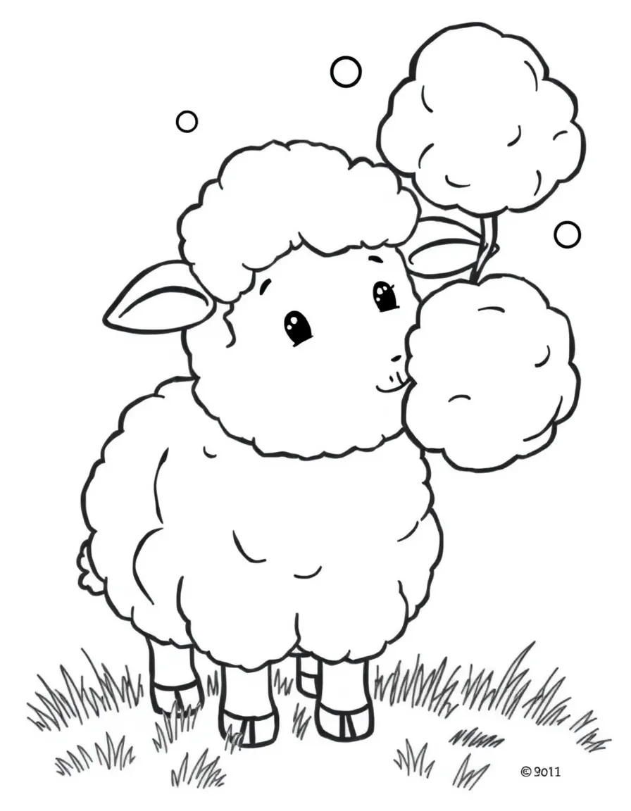 A sheep dreaming of fluffy cotton candy.