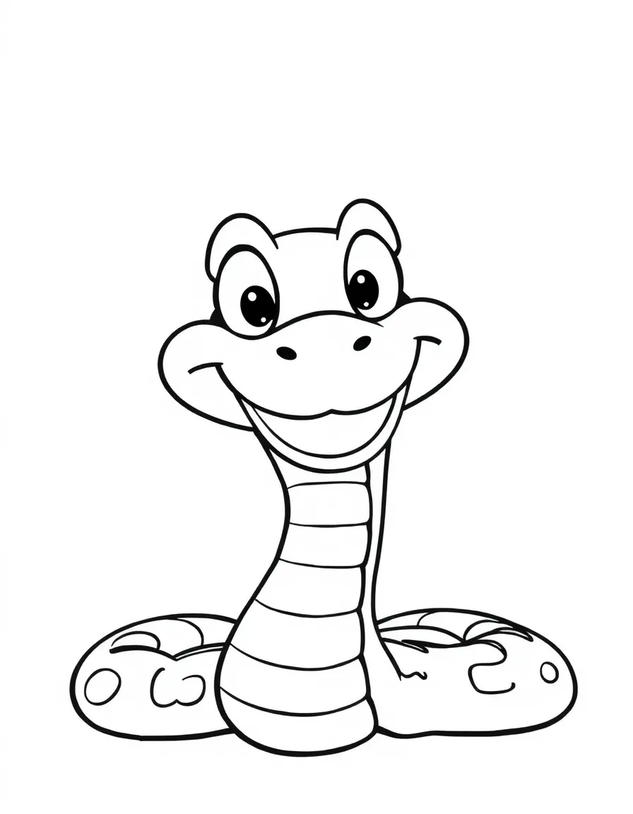 A snake making a funny face with a big smile.