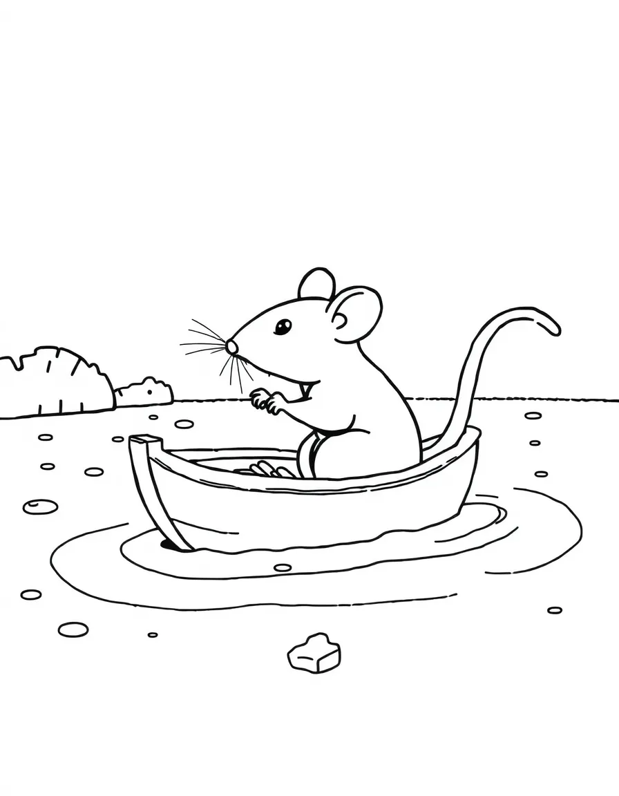 A rat in a tiny boat, sailing on a cheese-filled lake.