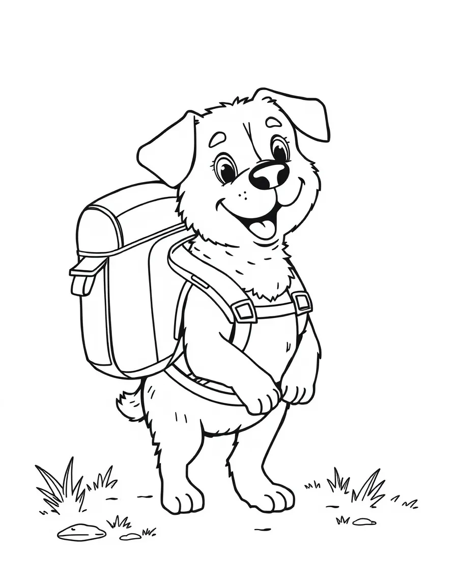 A dog wearing a tiny backpack, going on a camping trip.