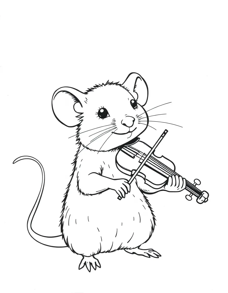 A rat playing a miniature violin.