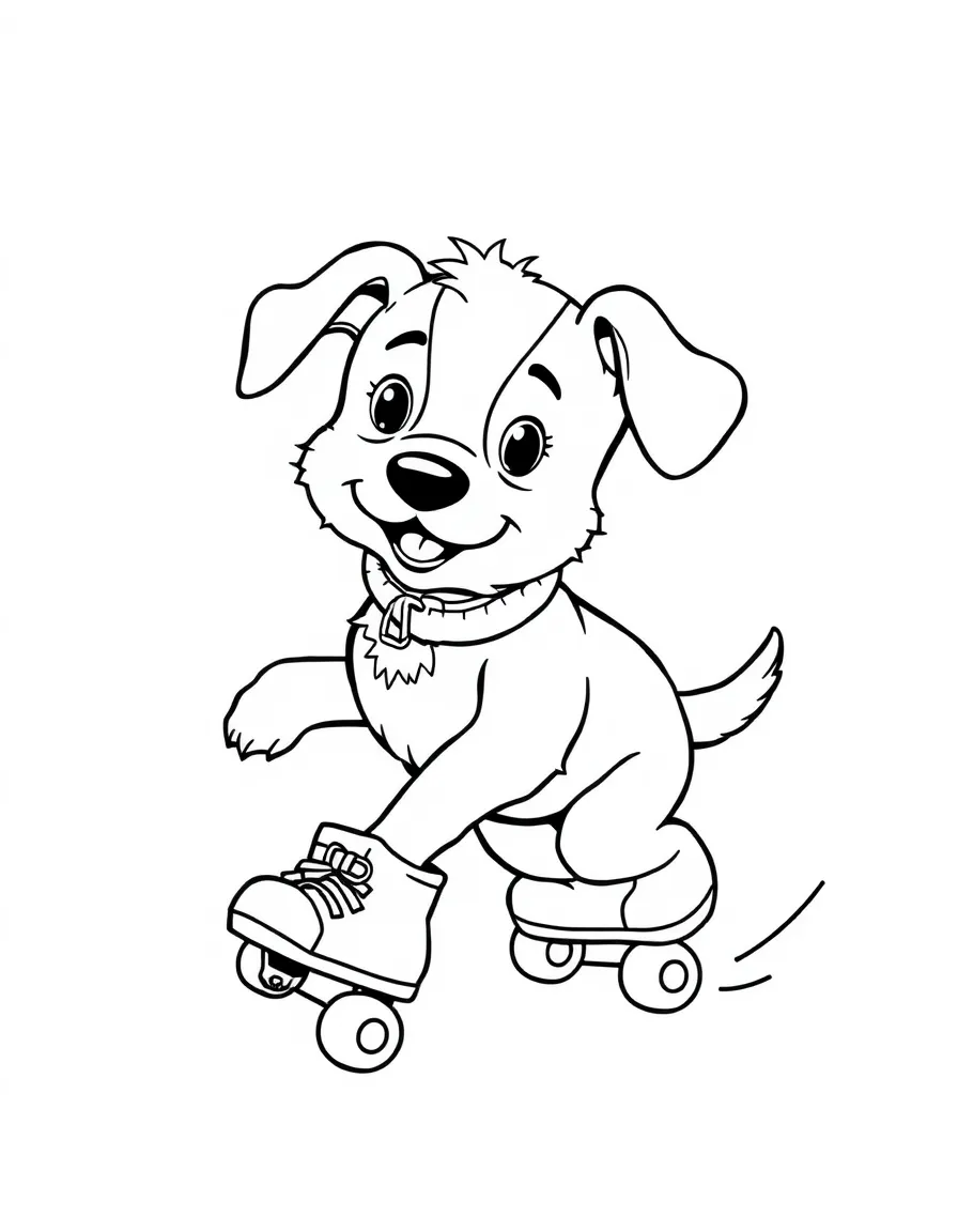 A dog wearing tiny roller skates, gliding gracefully.