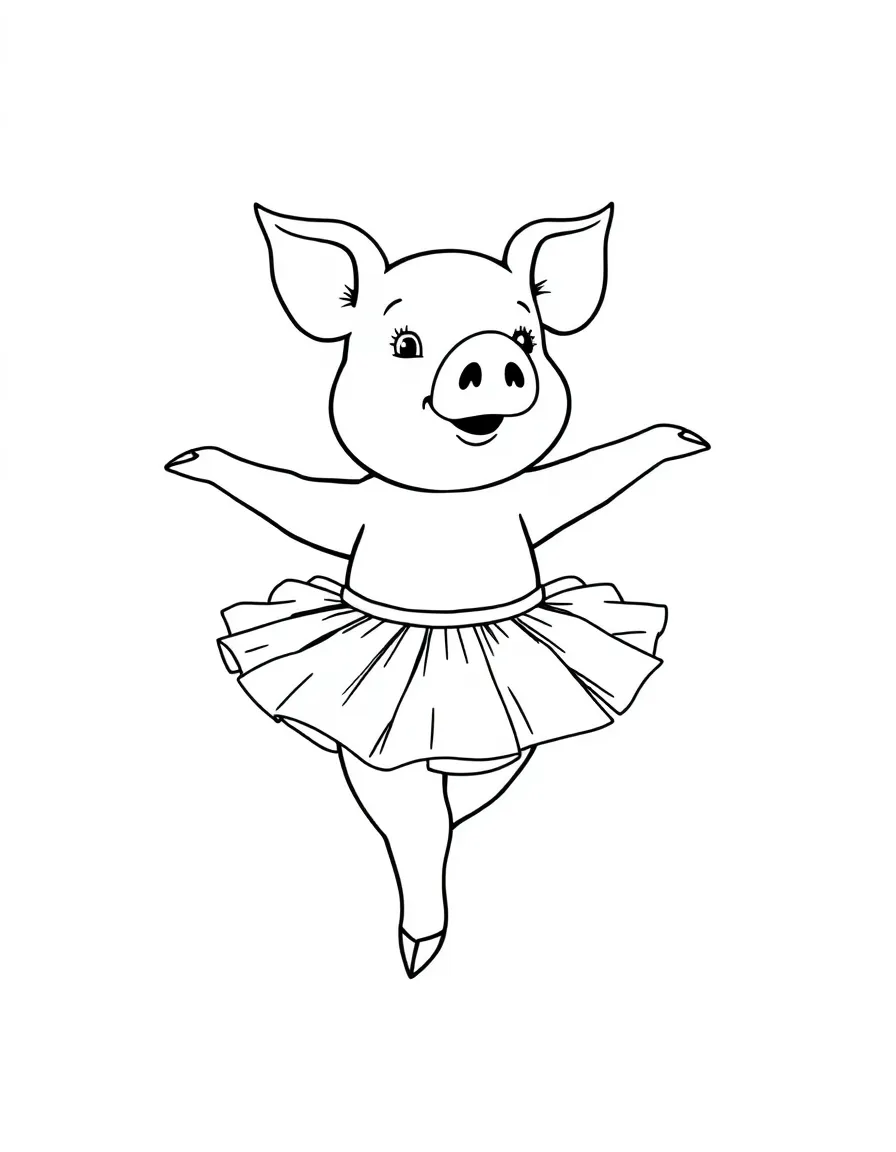 A pig wearing a tutu, dancing ballet.