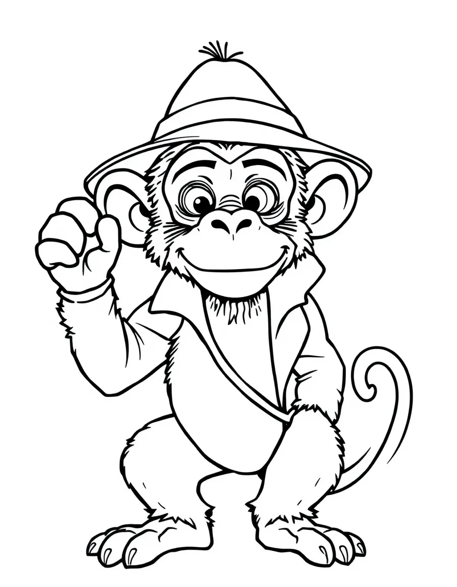 A monkey dressed as a detective, looking for clues.