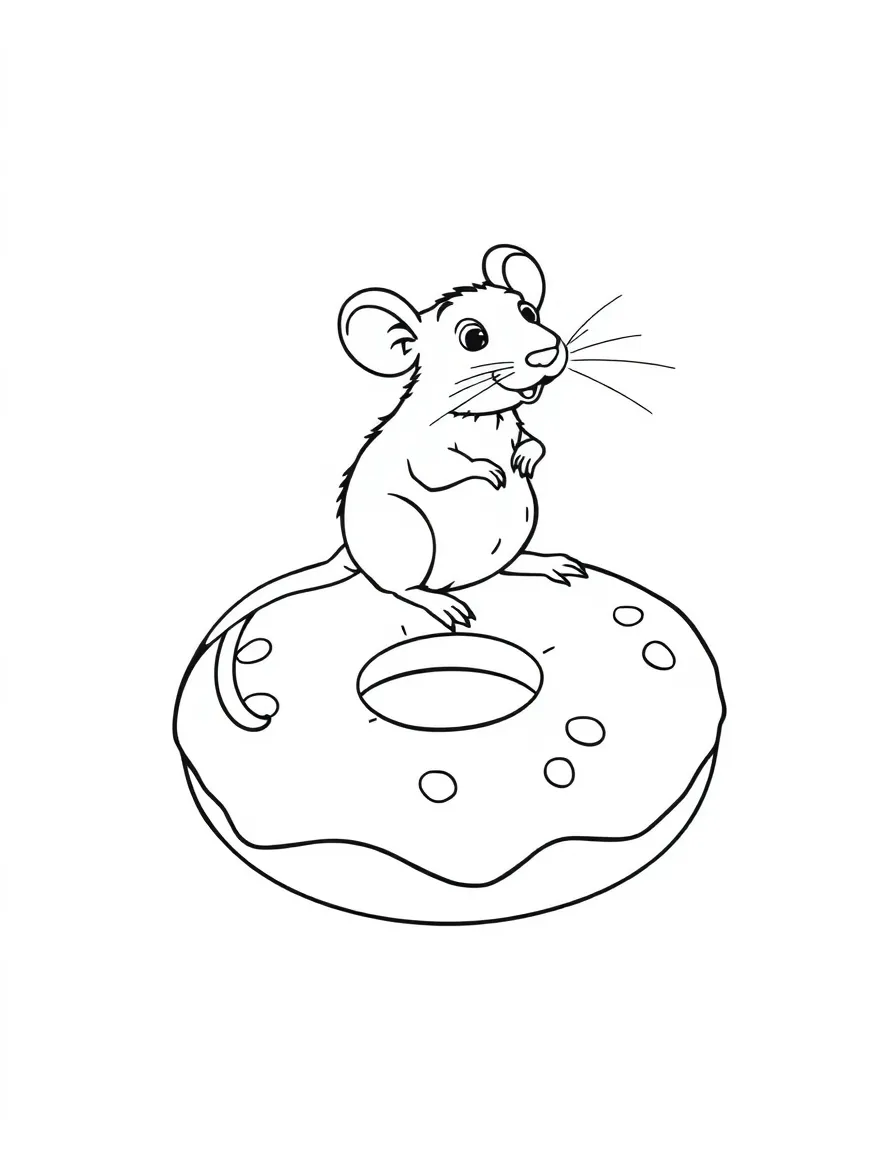 A rat sitting on a giant donut.