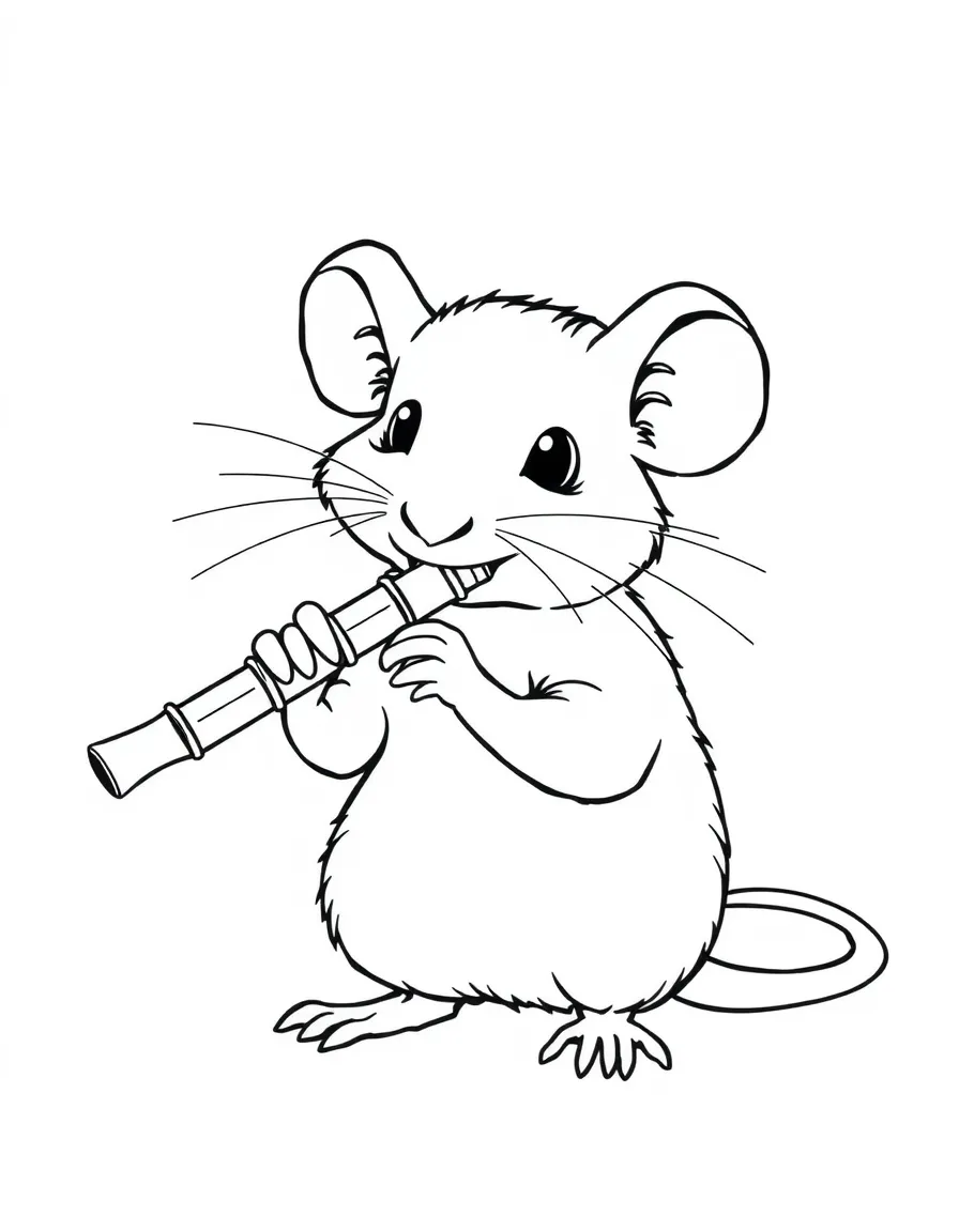 A rat playing a tiny clarinet.