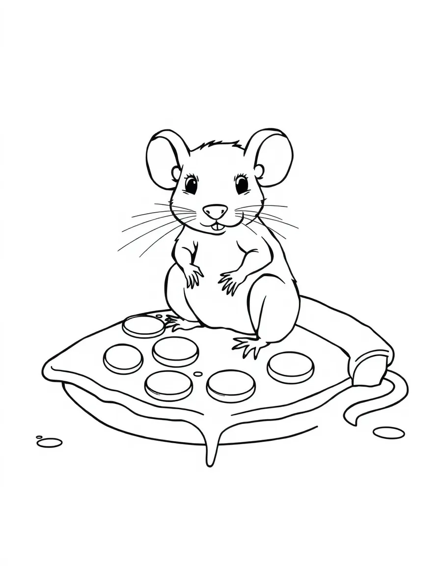 A rat sitting on a giant slice of pizza.