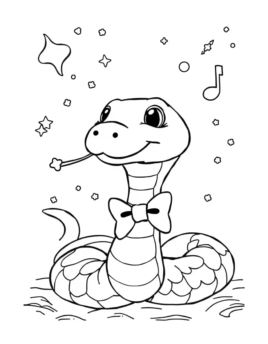 A snake wearing a tiny bow tie, singing a lullaby.