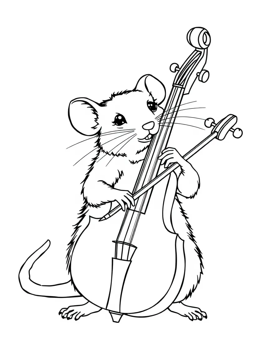 A rat playing a tiny cello.
