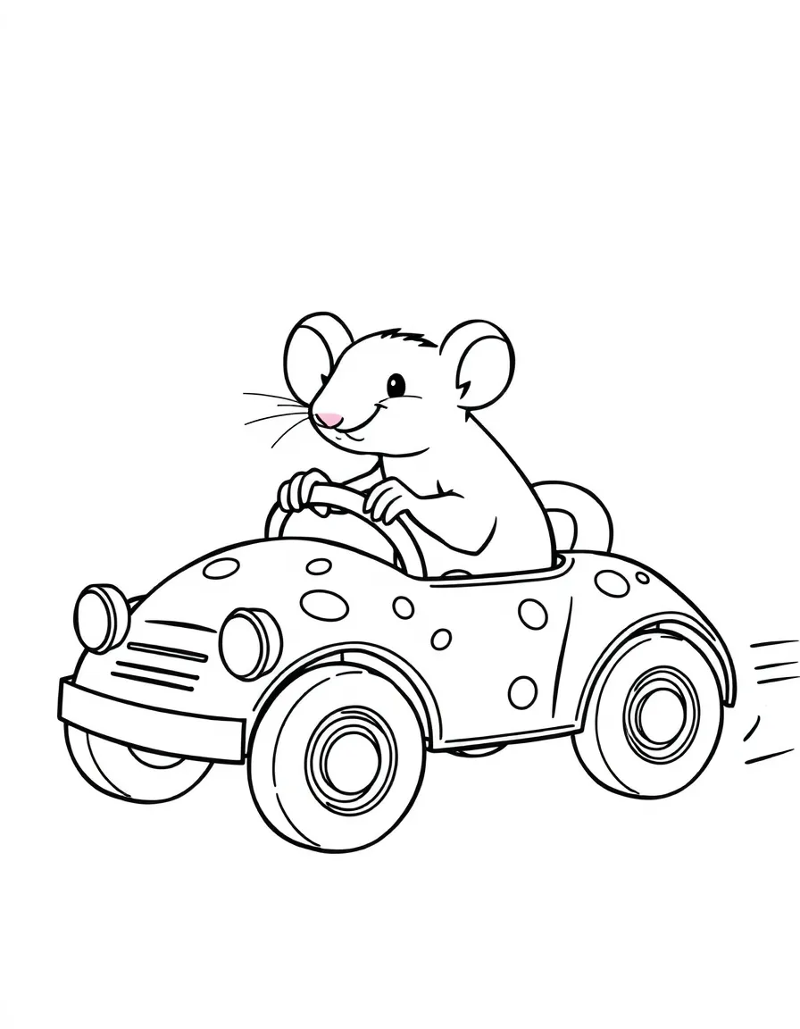 A rat driving a tiny car made of cookies.