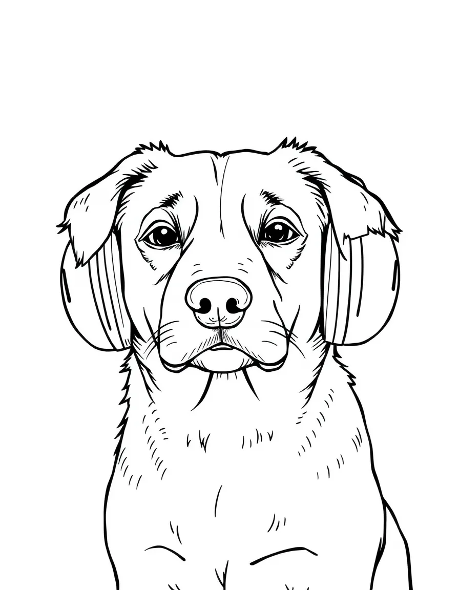 A dog wearing tiny earmuffs, enjoying a quiet moment.