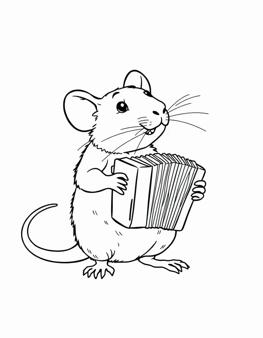 A rat playing a tiny accordion.