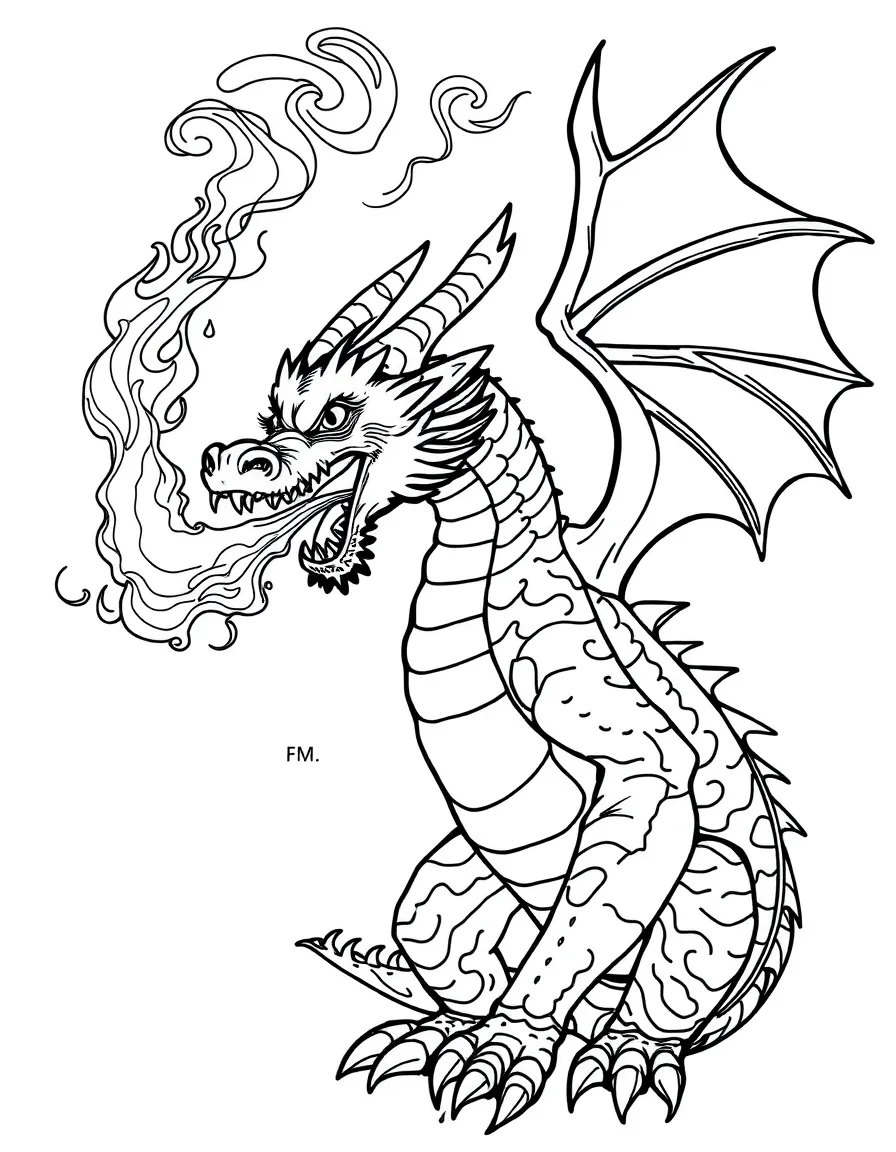 A dragon blowing fire that makes colorful smoke.