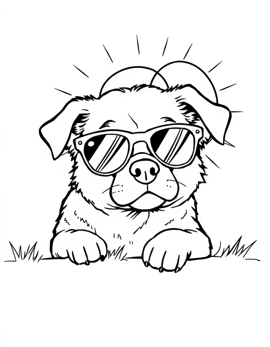 A dog wearing tiny sunglasses, taking a nap in the sun.