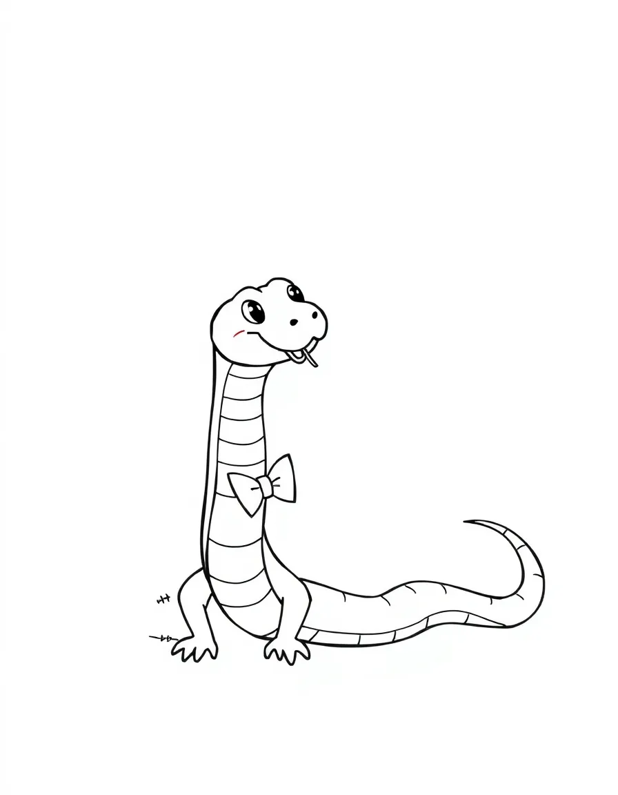 A snake wearing a tiny bow tie, acting in a play.