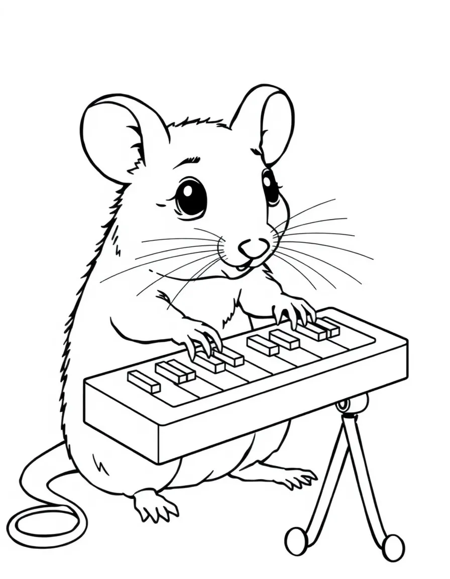 A rat playing a tiny keyboard.