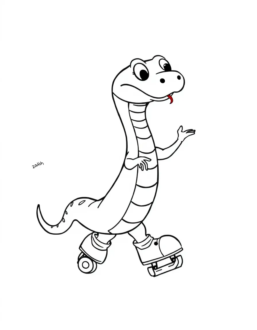 A snake wearing tiny roller skates, performing a dance routine.