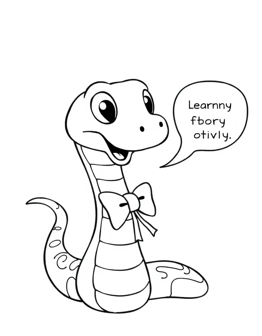 A snake wearing a tiny bow tie, telling a funny story.