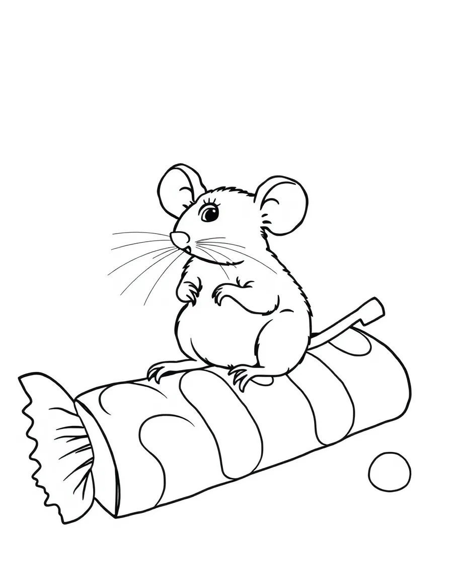 A rat sitting on a giant candy bar.