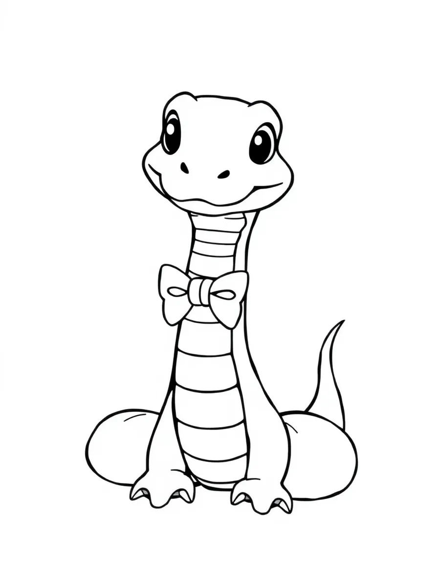 A snake wearing a tiny bow tie, giving a speech.