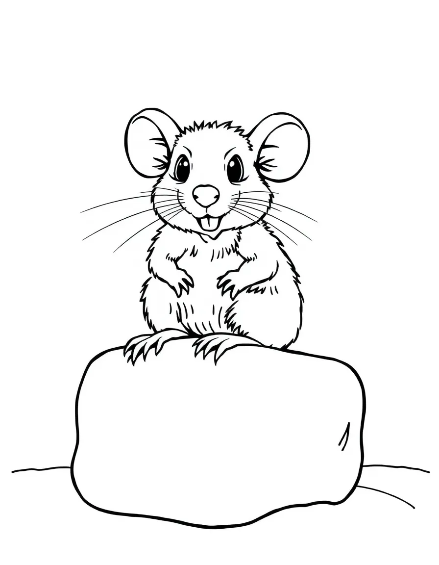 A rat sitting on a giant marshmallow.
