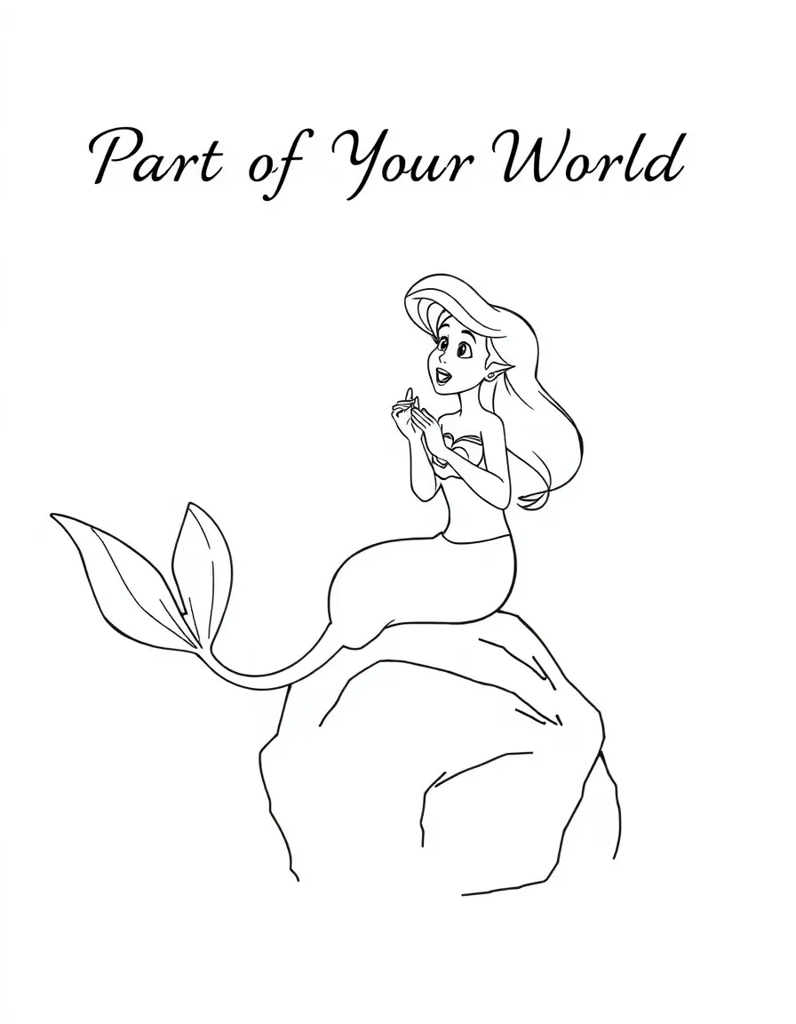 Ariel singing "Part of Your World" on a rock, longing to be human.