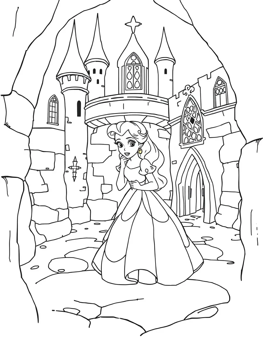 Belle exploring the castle's forbidden West Wing, looking curious and a little scared.