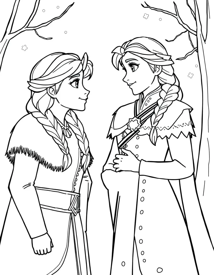 Anna giving Kristoff a loving look, with Sven watching.