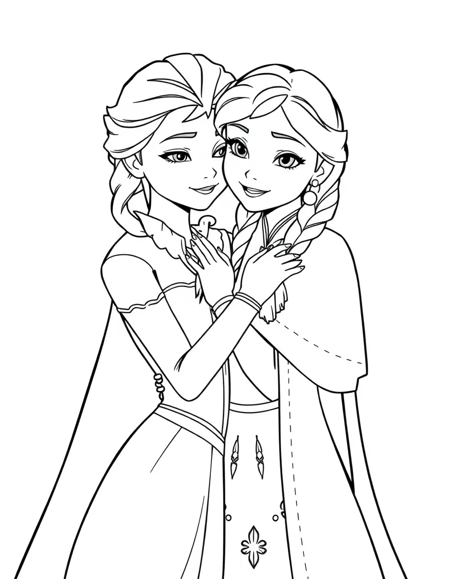 Elsa comforting Anna, showing sisterly love.