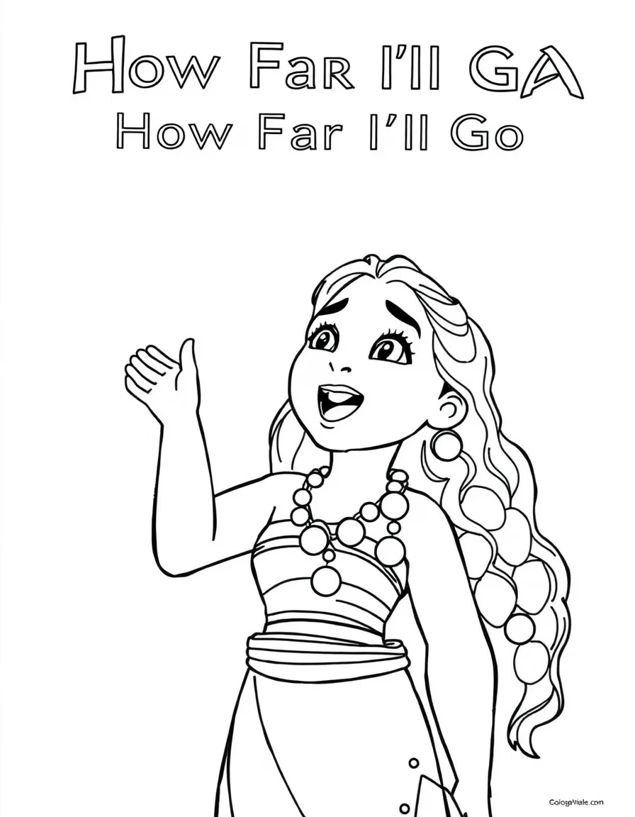 Moana singing "How Far I'll Go," looking determined and hopeful.