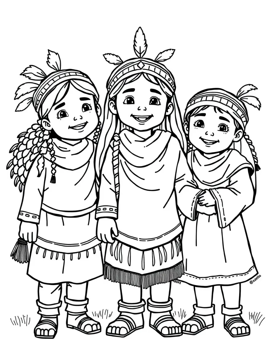 Raya and the other chieftains' children, united and smiling.